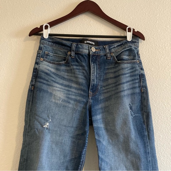 Express Women's Blue Original Girlfriend High Rise Jeans Size 4 - Picture 2 of 10